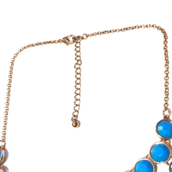 H & M GOLD-TONE LIGHT BLUE FACEted OVAL RHINESTONE COLLAR CHOKER 20" NECKLACE - Picture 5 of 9